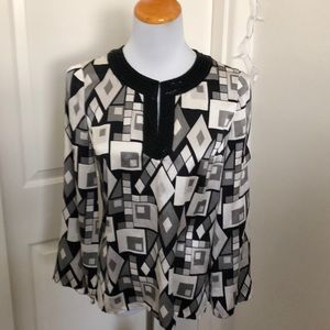 International Concepts INC black and gray blouse